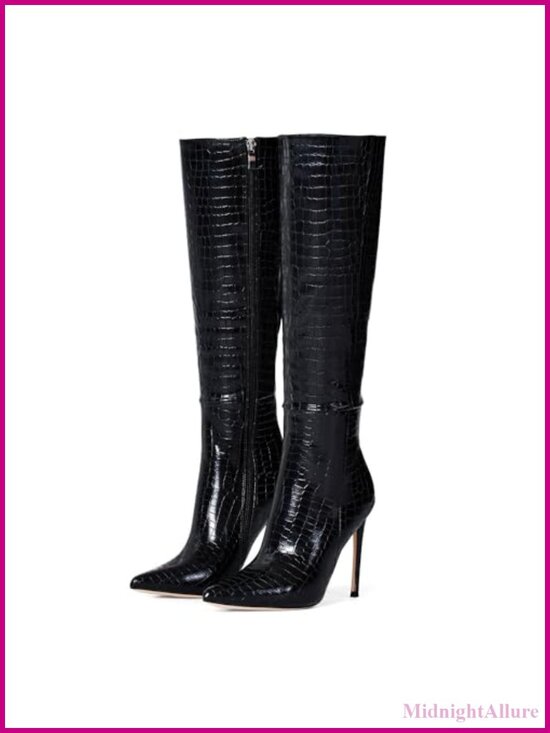 Shoes - Women's 4 Inch Stiletto Knee High Boots Pointed Toe Fall Winter Tall Boots